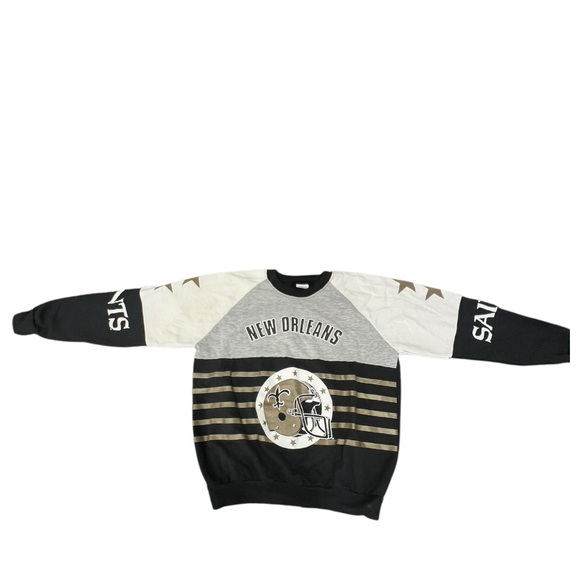 VTG 1980’s New Orleans Saints crewneck Sweater All Over Print Made USA Size XL - Picture 2 of 9